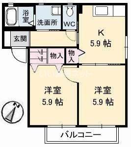 マイ スクエアー住吉(2K/1階)の間取り写真