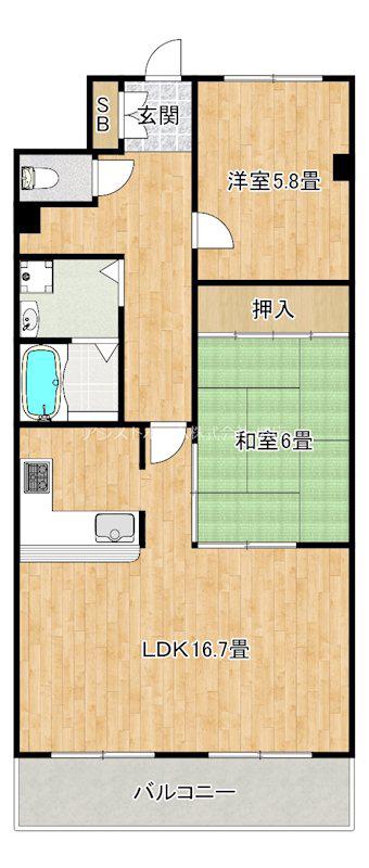 サザンコートなかもず(1SLDK/3階)の間取り写真
