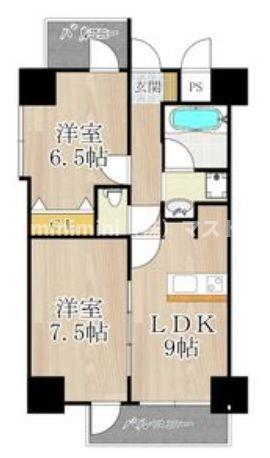 BGC難波タワー(2LDK/13階)の間取り写真
