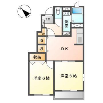 プラザサンライズ(2DK/1階)の間取り写真