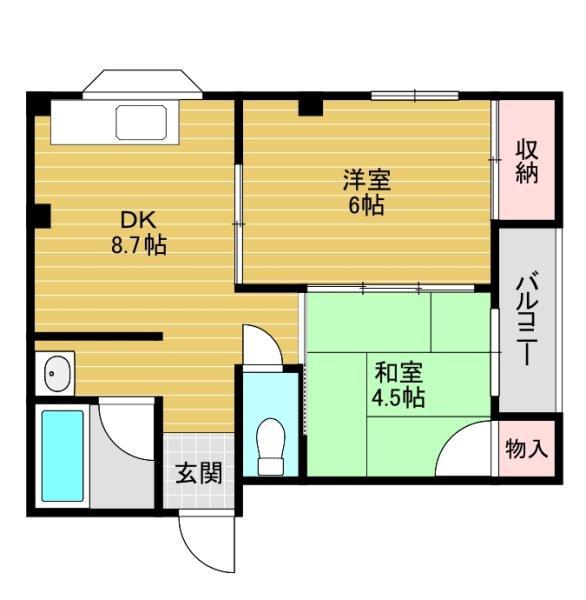 サン&ピース(2DK/2階)の間取り写真