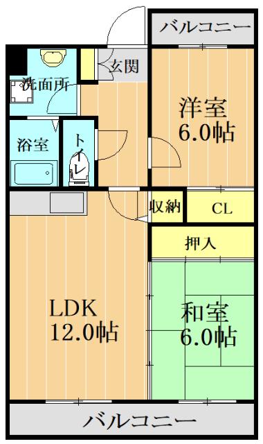 グレースコーポA(2LDK/1階)の間取り写真
