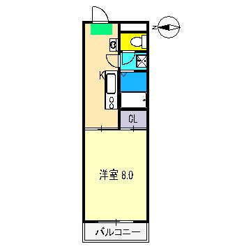 BENEFIT HARIMAYA(1K/2階)の間取り写真