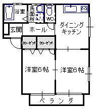 ポポラーレE(2DK/2階)の間取り写真