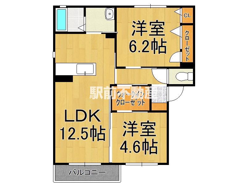ファームタウン広楽園 A棟(2LDK/2階)の間取り写真