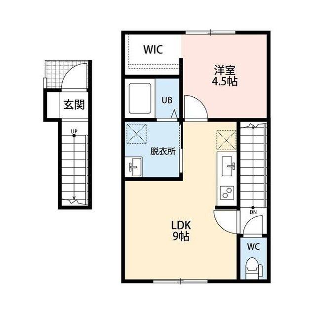 ラーク沼垂西(1LDK/2階)の間取り写真