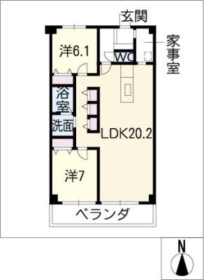 LIFE OF CALM(2LDK/1階)の間取り写真