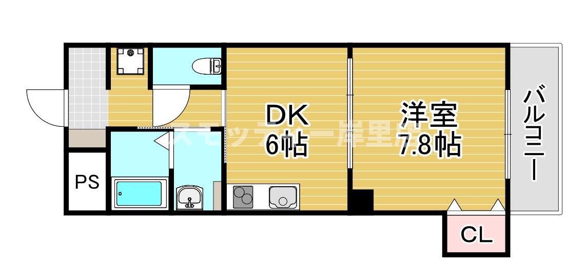 アール26(1DK/4階)の間取り写真