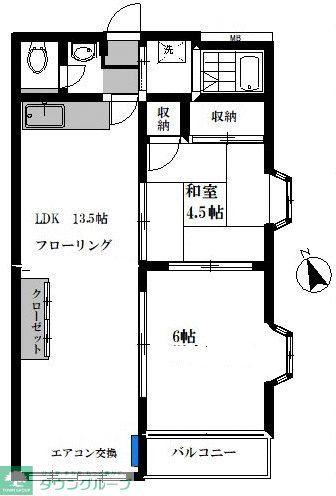 柳下マンション(2LDK/2階)の間取り写真