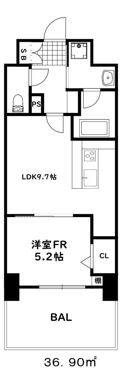 ディーワン兵庫(1LDK/10階)の間取り写真