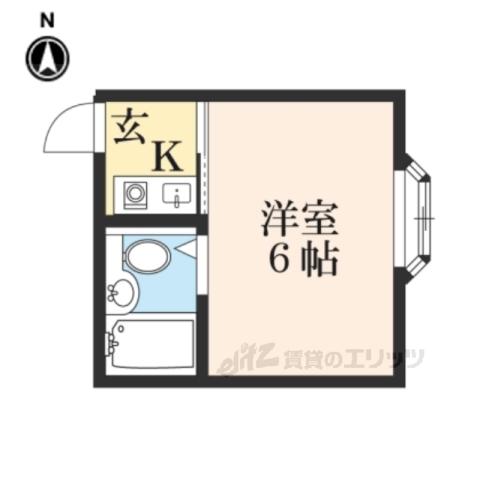 エスティライフあやめ池(1K/2階)の間取り写真