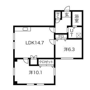 三洋ビル(2LDK/5階)の間取り写真
