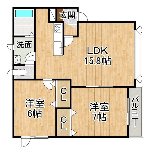 アース185(2LDK/2階)の間取り写真