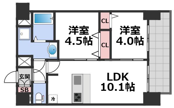 プレサンス野江内代ペルティエ(2LDK/13階)の間取り写真