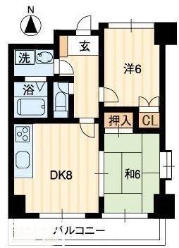 ホープスエイシ(2DK/5階)の間取り写真