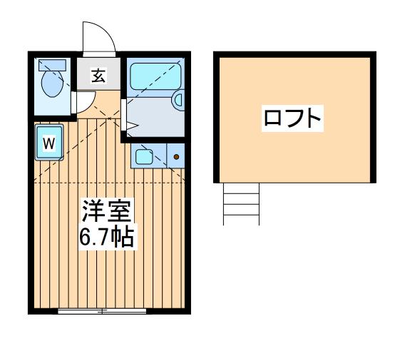 ヒルズ庚台(ワンルーム/2階)の間取り写真