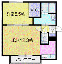 パッシブプレイスB棟(1LDK/3階)の間取り写真