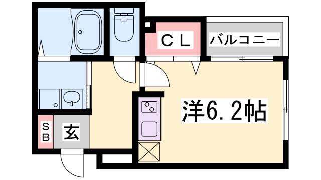 ワコーレヴィアーノ須磨月見山(ワンルーム/2階)の間取り写真