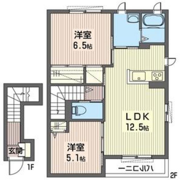 東武日光線 栃木駅 徒歩25分 2階建 築12年(1LDK/1階)の間取り写真