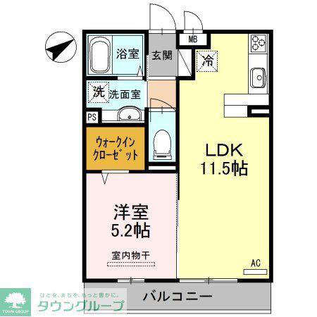 リヴェールII(1LDK/3階)の間取り写真