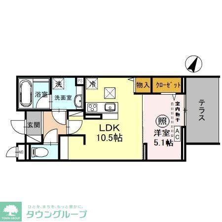 ONARIGOTENーD(1LDK/1階)の間取り写真
