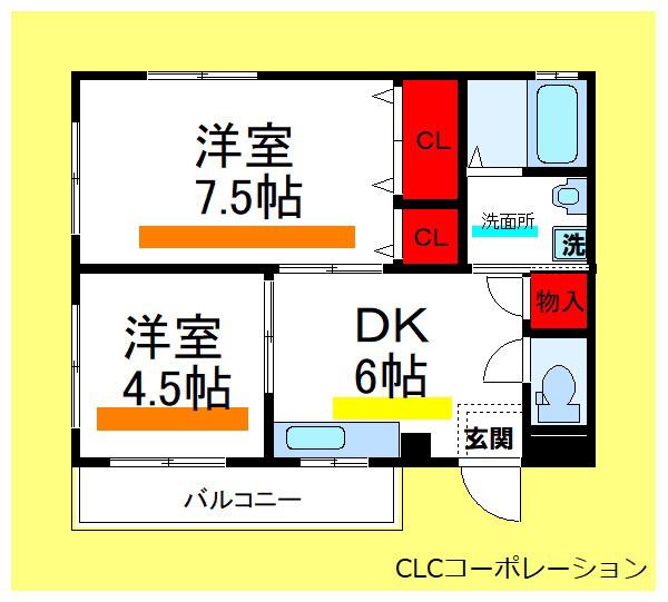 菊一マンション(2DK/3階)の間取り写真