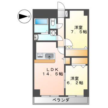 インプルーブ金山(2LDK/7階)の間取り写真