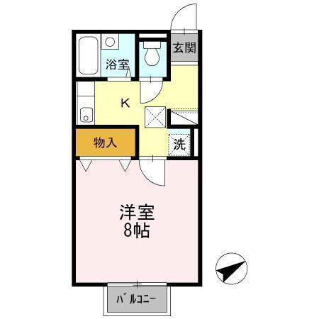 プレミール水主町A(1K/1階)の間取り写真
