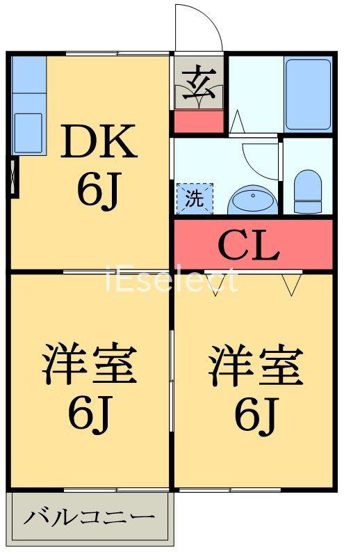 エスポワール 壱番館(2DK/2階)の間取り写真
