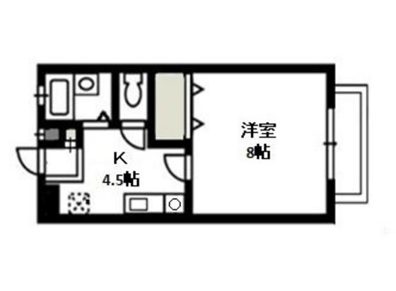 メープル湊(1K/2階)の間取り写真