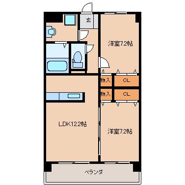 インポート久留米ルビーV(2LDK/3階)の間取り写真
