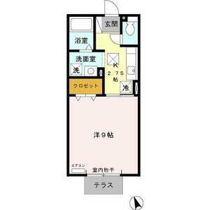 グランモアロイヤル(1K/1階)の間取り写真