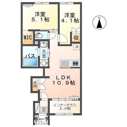 CENTRAL GARDEN II(2LDK/1階)の間取り写真