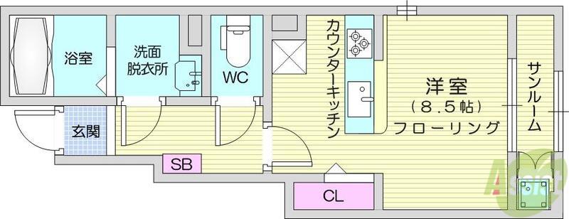 シャルマンコート(1K/1階)の間取り写真