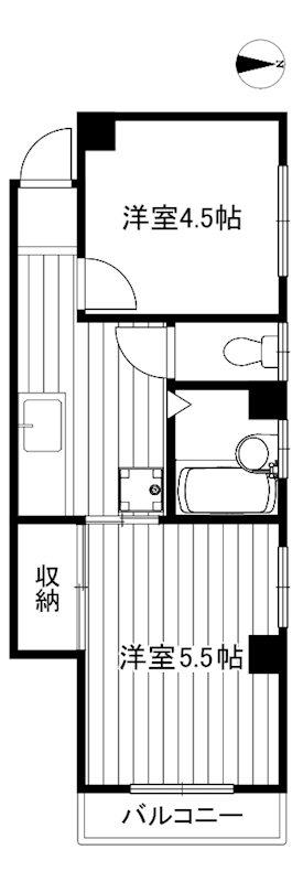 間宮ビル(2DK/3階)の間取り写真