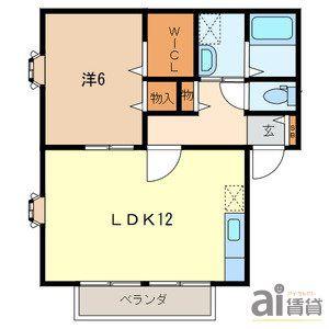 ソレジオB(1LDK/1階)の間取り写真
