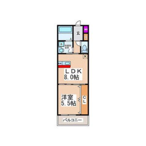 ノイヴェル新堂(1LDK/3階)の間取り写真