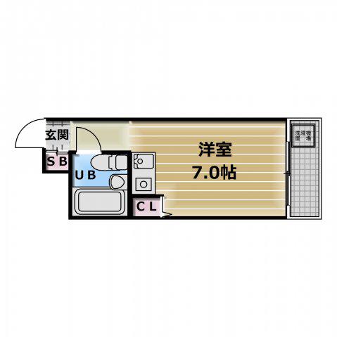 小若江スカイハイツ(ワンルーム/4階)の間取り写真