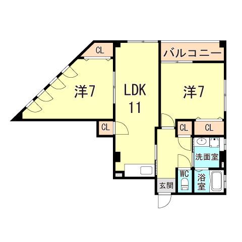 ラ ファミーユ(2LDK/2階)の間取り写真