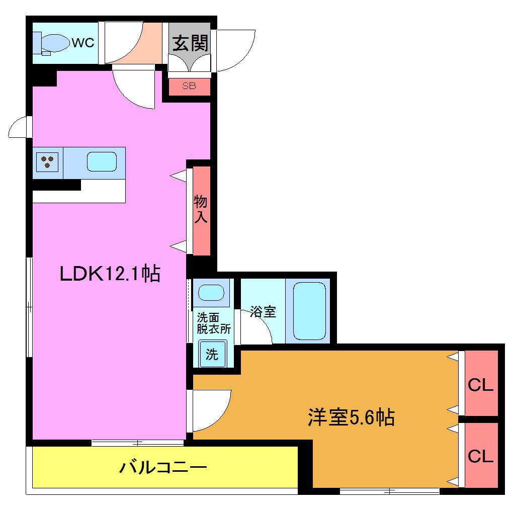 アンビエンテ(1LDK/3階)の間取り写真