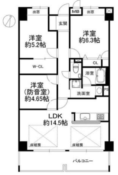 ジークレフ六甲の丘D棟(3LDK/6階)の間取り写真
