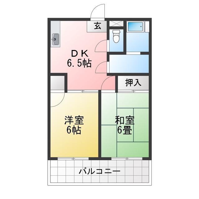 山根マンション(2DK/2階)の間取り写真