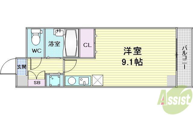 ビスタ江坂南(ワンルーム/10階)の間取り写真