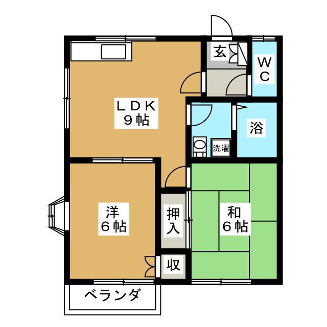 ハッピーハイツ(2LDK/1階)の間取り写真