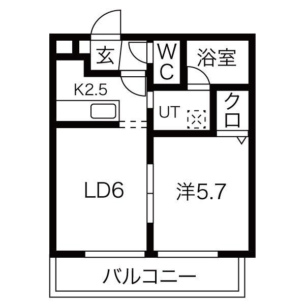 ブランノワール北27条(1DK/4階)の間取り写真