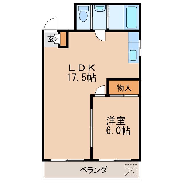 第3和光ビル(1LDK/6階)の間取り写真