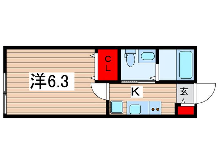 VAU HOUSE蘇我(1K/3階)の間取り写真