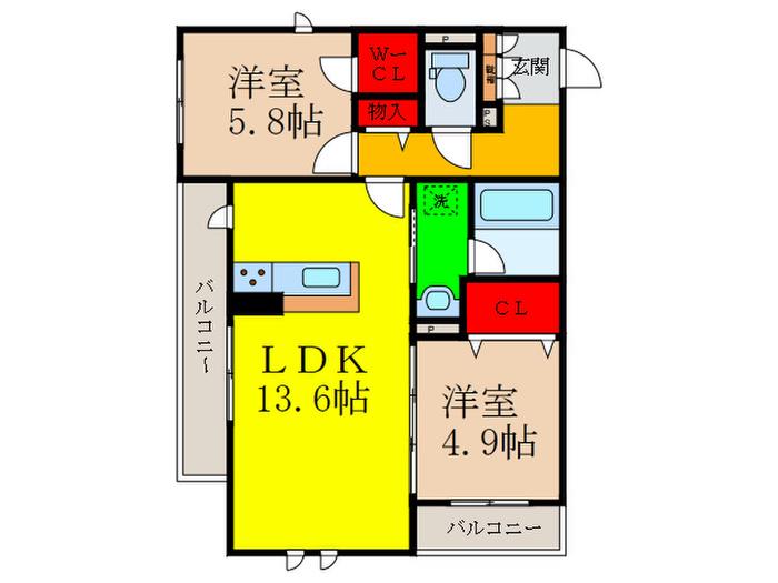 LOCOPELLI(2LDK/3階)の間取り写真