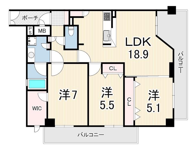 イトーピア夙川結善町(3LDK/2階)の間取り写真