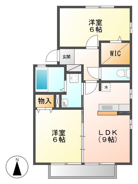 グランディールB(2LDK/2階)の間取り写真